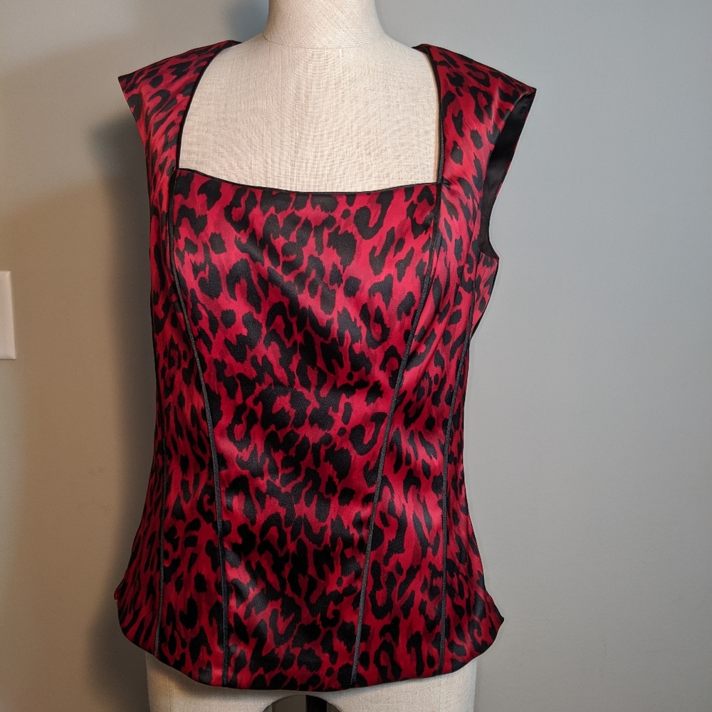 White House Black Market Bodice Top Leopard Print